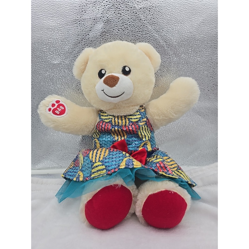 Build A Bear‎ Ivory/White Teddy Bear Stuffed Plush with  Dress Wing Tutu